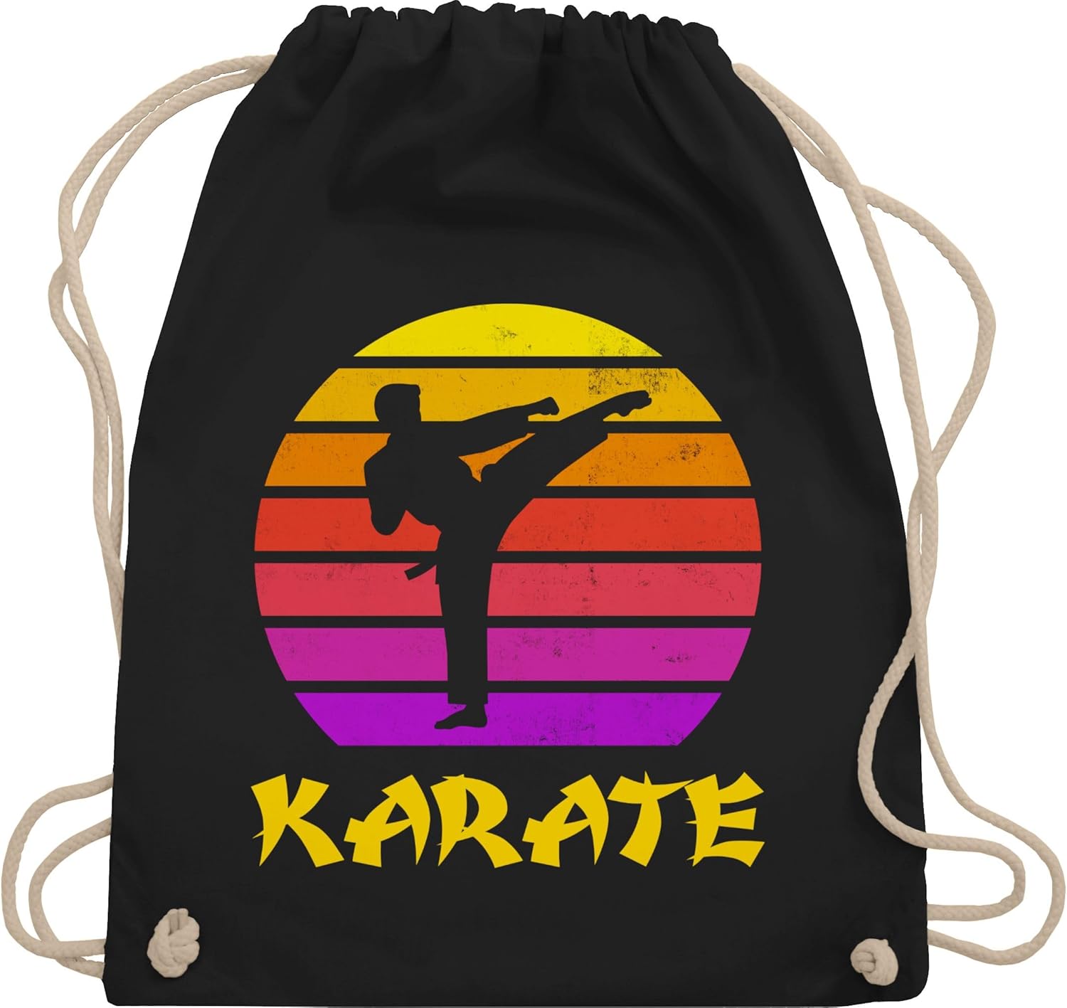 Shirtracer - Gym Bag Backpack - Children's Sports Clothing - Karate Retro Sun