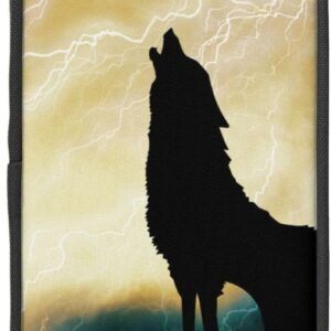 Large Capacity Wolf Full Moon Howl Blue Pencil Box Pen Pouch for Middle/High School Office College Adult Girl and Boy, As Pic, Bag organiser