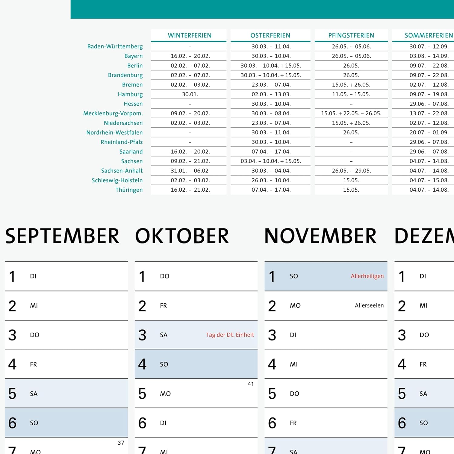 A1 Wall Calendar for 2026, Large Format (84.1 x 59.4 cm), 13 Months, Annual Calendar with Monthly Overview, Holidays, School Holidays, Monthly Planner, Folded Calendar, for Work, Office & Home – Bild 8