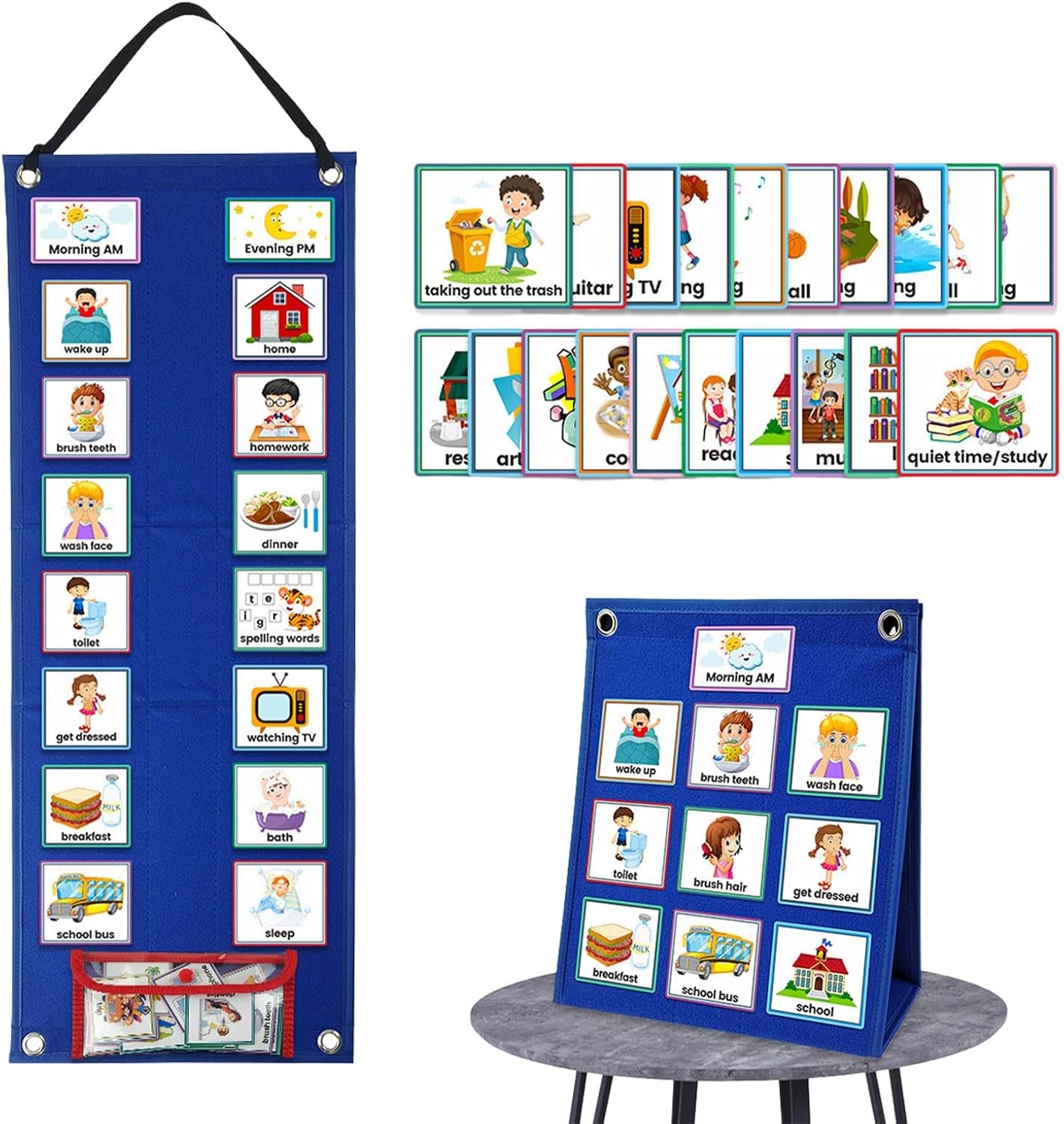 Children's Calendar, Visual Timetable Made of Felt, Children's Visual Schedule Calendar Chart, Autism, Children's Calendar, German Language Picture Cards, Routine Cards, Daily Schedule with Picture Cards, Planning Boards