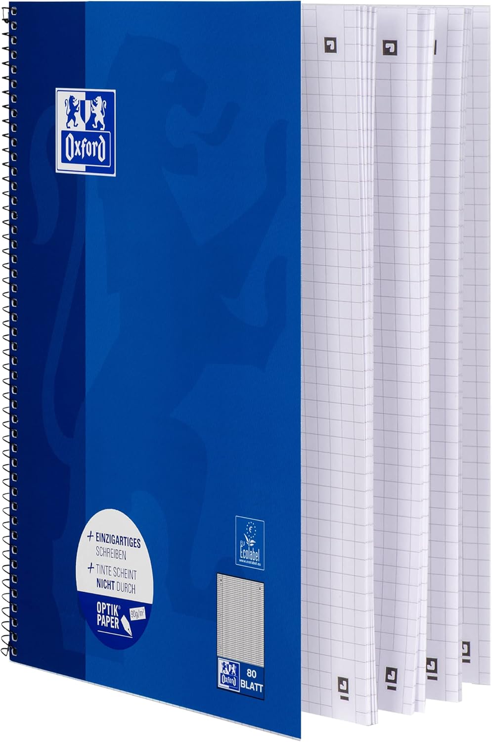 Oxford College Notepad, A4 Squared, 80 Sheets, Punched, Blue, Pack of 5 – Bild 4