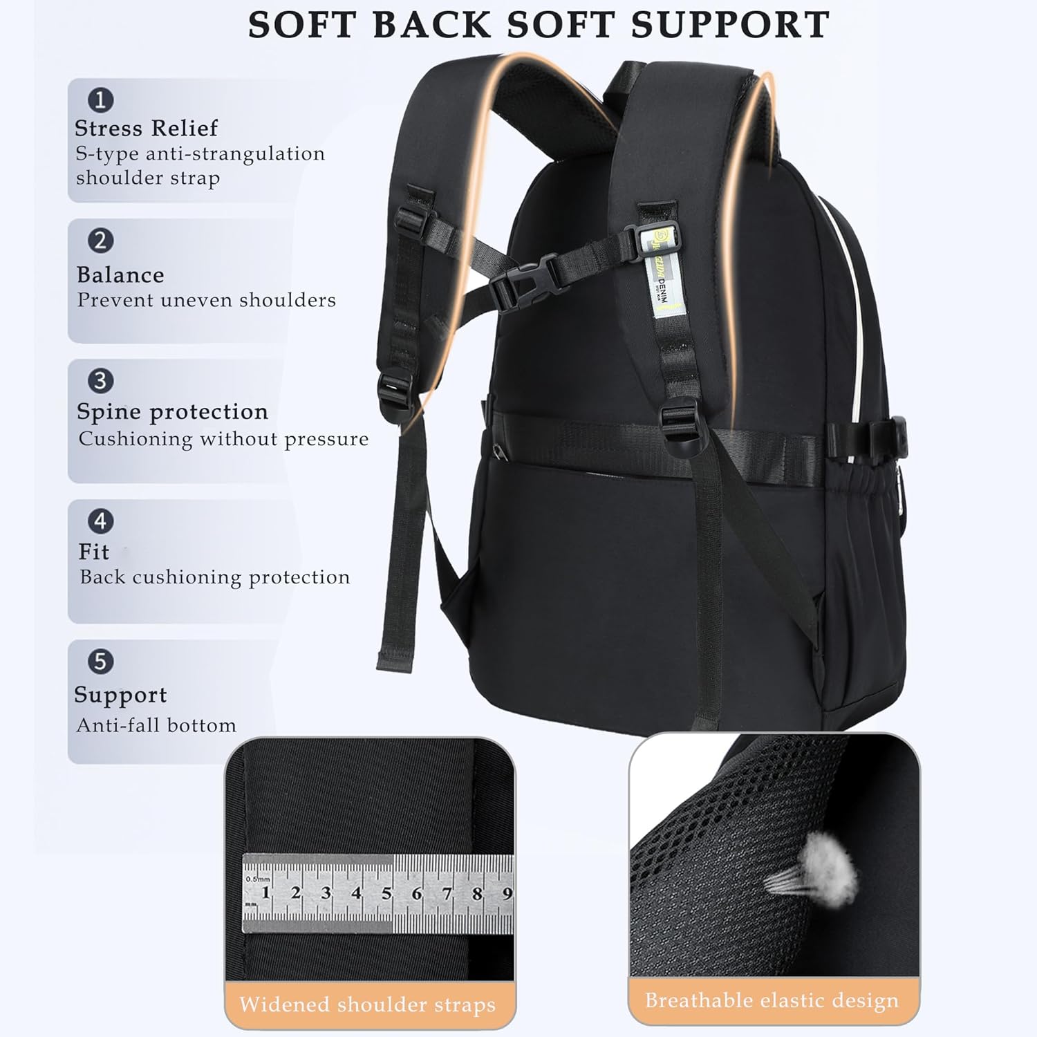 School Backpack Teenager Girls Boys Backpack School Multi Bag School Bag Women's Waterproof School Bag Large School Backpack for Girls Boys with 15.6 Inch Laptop Compartment – Bild 4