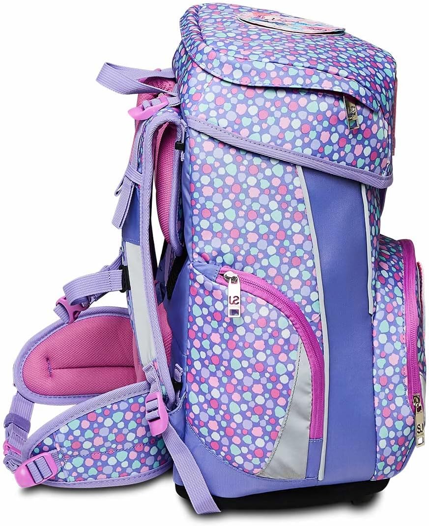 SJ Schulranzen Set 4-teilig Ergonomischer Schulrucksack, Ultraleichte Schultasche, 22 LT, ab 1. Klasse mit Mäppchen und Turnbeutel, Kinder Grundschule Mädchen Jungen – Bild 2