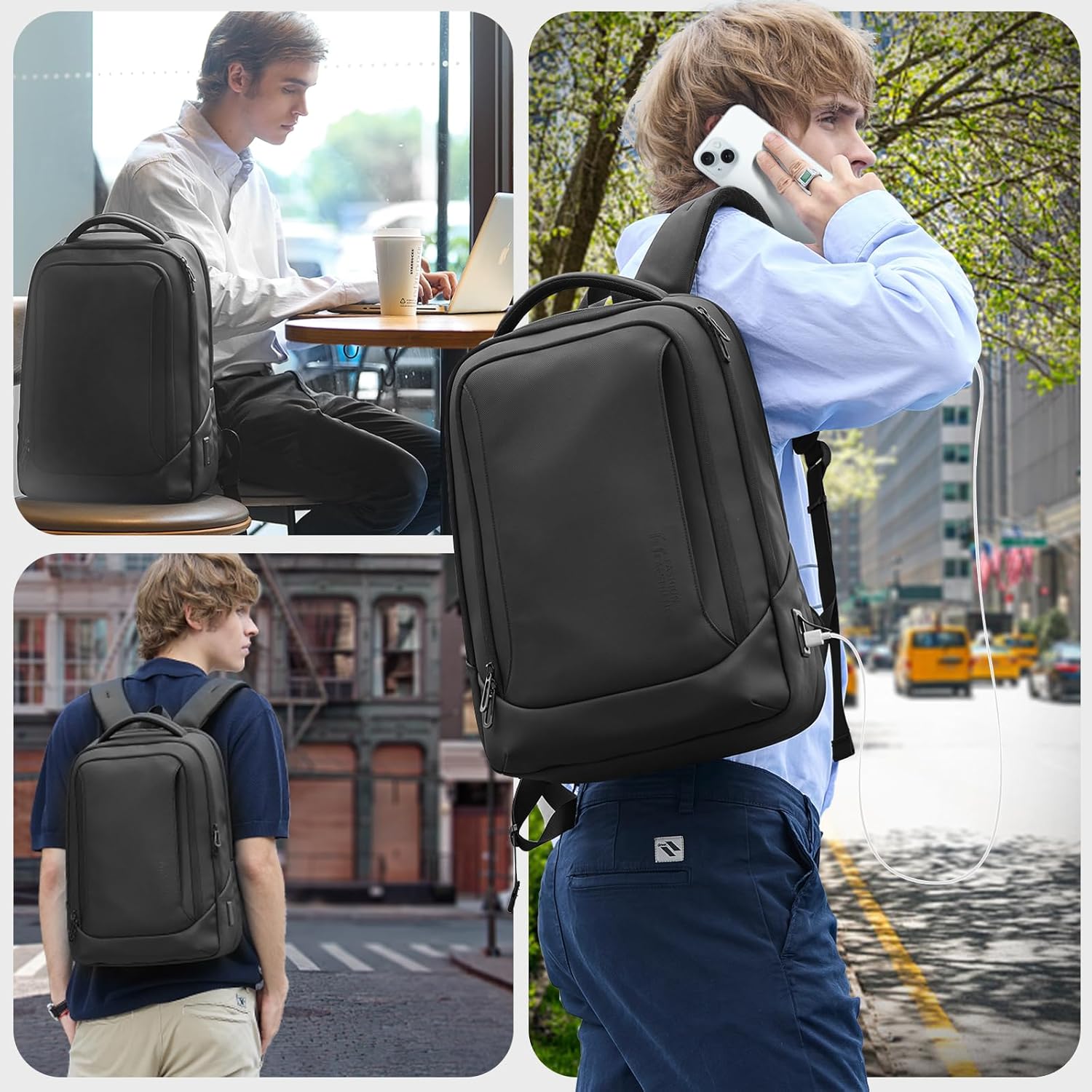 Men's Laptop Business Backpack with Laptop Compartment with USB Charging Port, Theft-Proof Hand Luggage, Daypack, Water-Repellent, Multifunction Laptop Bag for Work, School, Travel – Bild 7