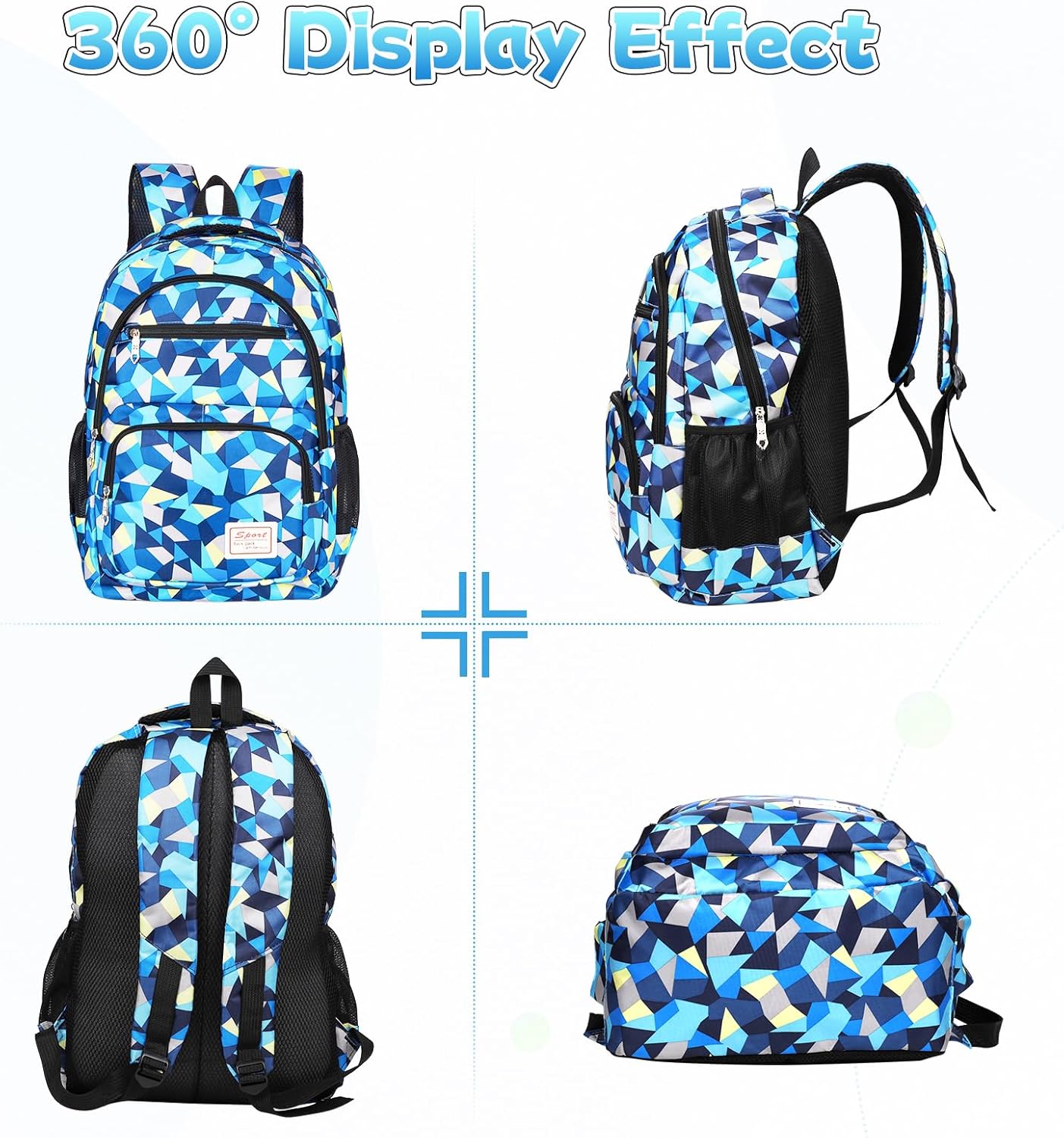 School Backpack Set for Teenagers with Lunch Bag and Pencil Bag, School Bag for Boys and Girls 4+ Grade, Blue – Bild 6