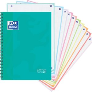 Oxford, A4 Squared Notebook 5 x 5 Hardback 10 Coloured Ribbons 150 Micro Perforated Sheets Ice Mint