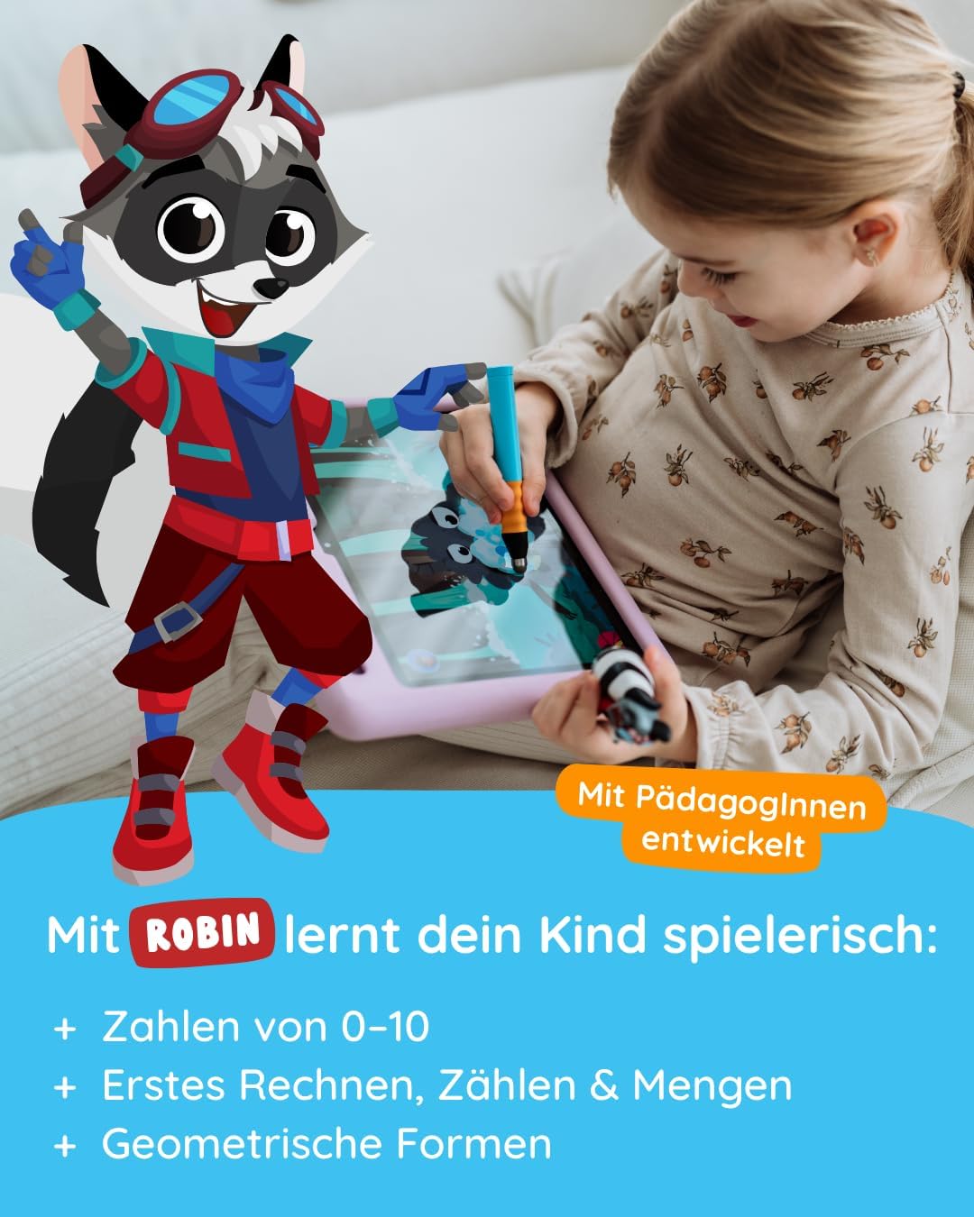 Edurino Robin Starter Set, Numbers & Quantities, from 4 Years, Level 1, Incl. Stylus, Numbers 0-10, First Maths, Geometric Shapes – Bild 3