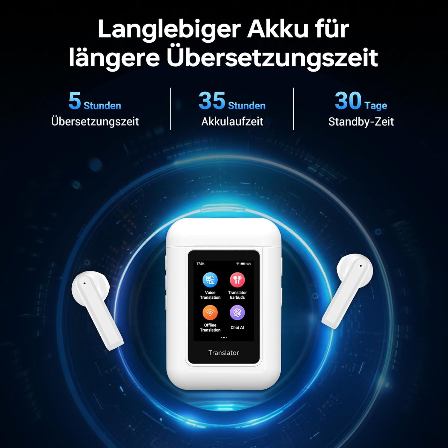 A8 Translator Headphones, Offline AI Real Time Translator with ChatGPT, Without App, Independent Usable, Voice Translator Without Internet for 16 Languages, Online Translation for 144 Languages – Bild 6