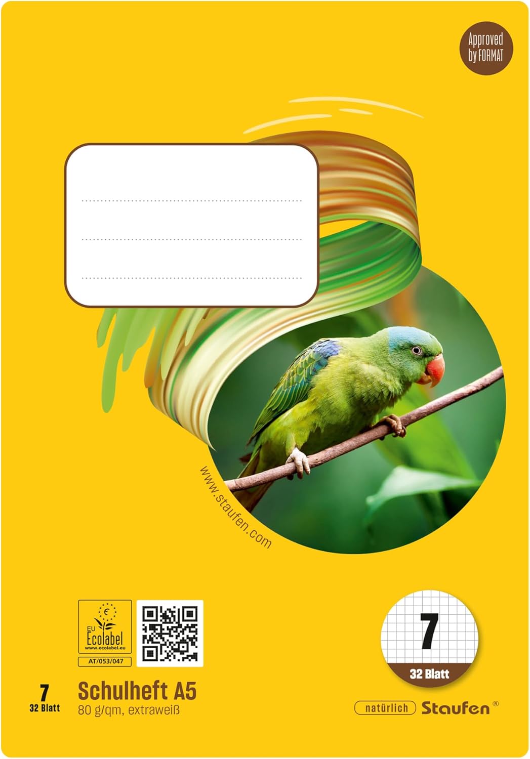 Staufen Style exercise book, 10 notebooks, 32 sheets each, DIN A5, ruling style 7 (7 mm squared), 80 g/m² paper