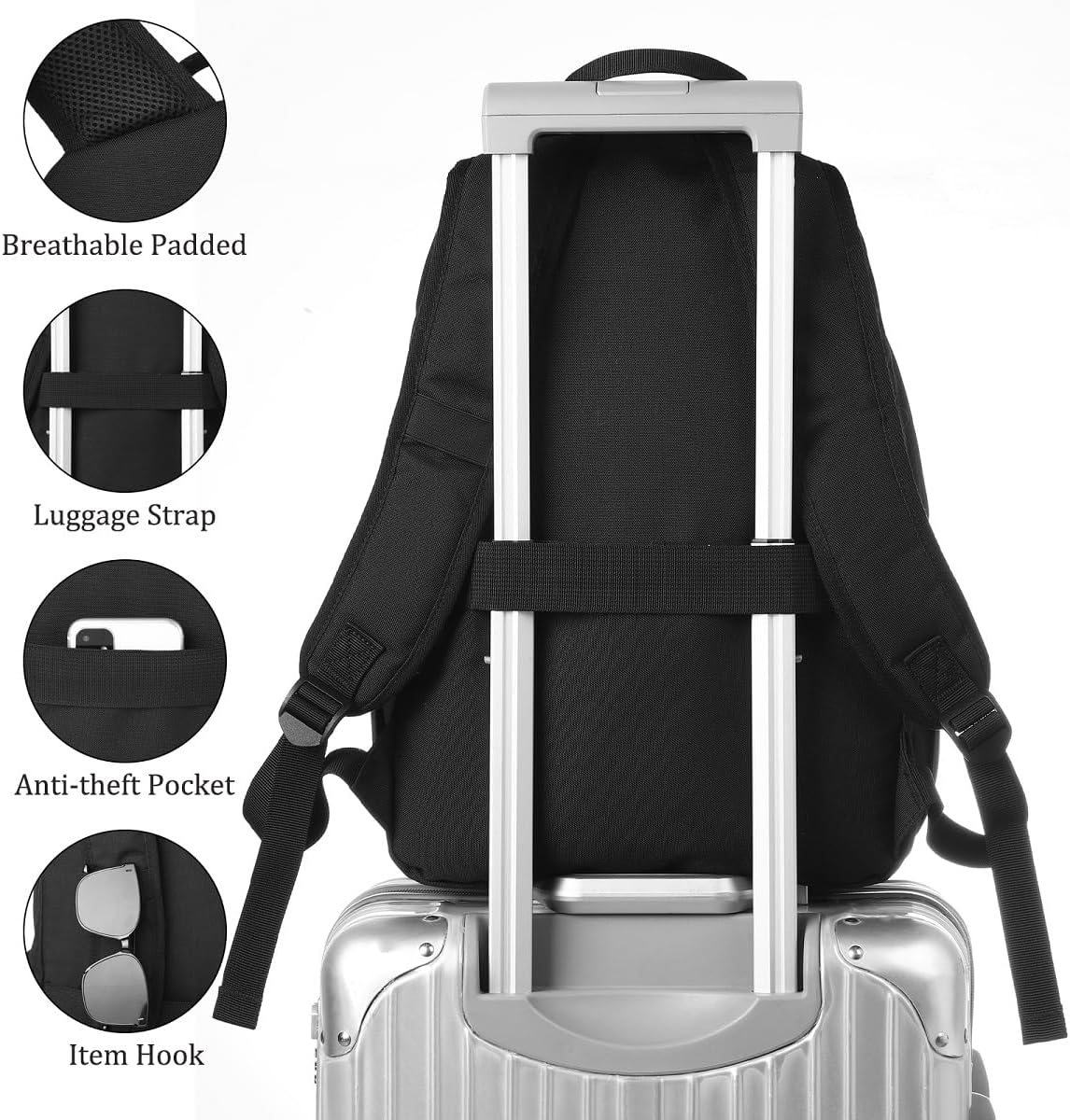 YAMTION Explore School Backpack Girls Teenager Women, School Bag Boys Daypack Men with 15.6 Inch Laptop Compartment, Study, School Backpack University Made of Recycled PET – Bild 4
