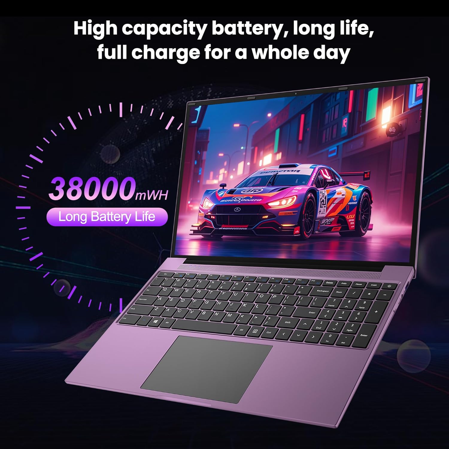 jumper Laptop 16 Inch IPS 1920 x 1200, Intel N150 (3.6 GHz), 16GB RAM 1TB SSD + 128GB eMMC Notebook, 2 Stereo Speakers, USB 3.0/Mini HDMI/38Wh Battery (Purple) – Bild 8