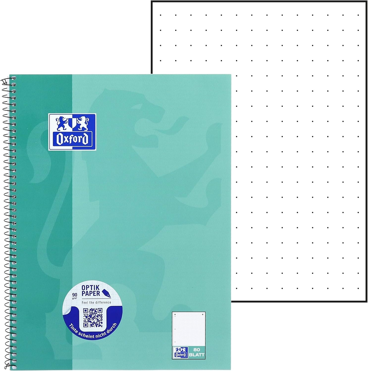 Oxford College Notepad A4 Dotted, 80 Sheets, Green Blue, Pack of 5 – Bild 2