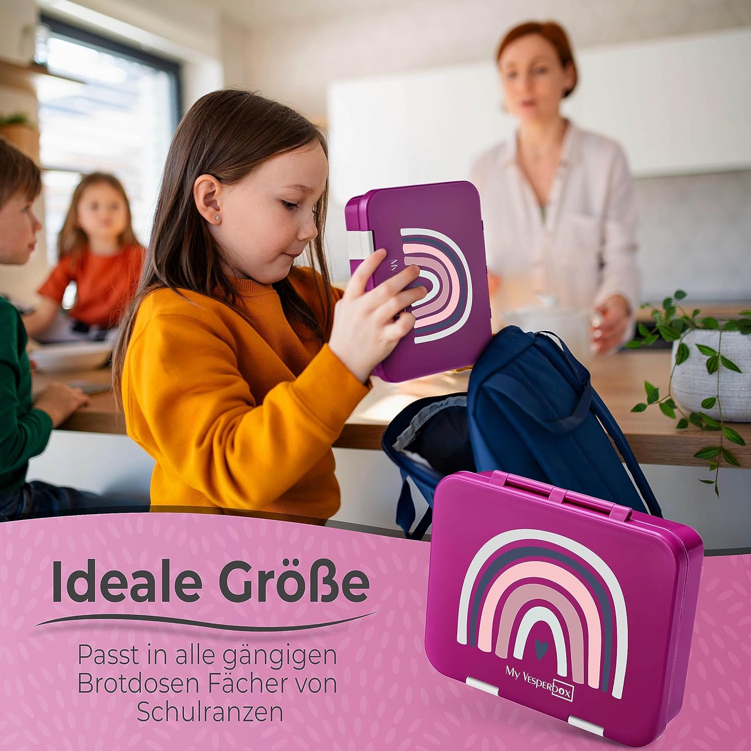 My Vesperbox Jin Bento Box Children's Lunch Box Extremely Robust Lunch Box Ideal for Nursery and School (Purple Rainbow) – Bild 6