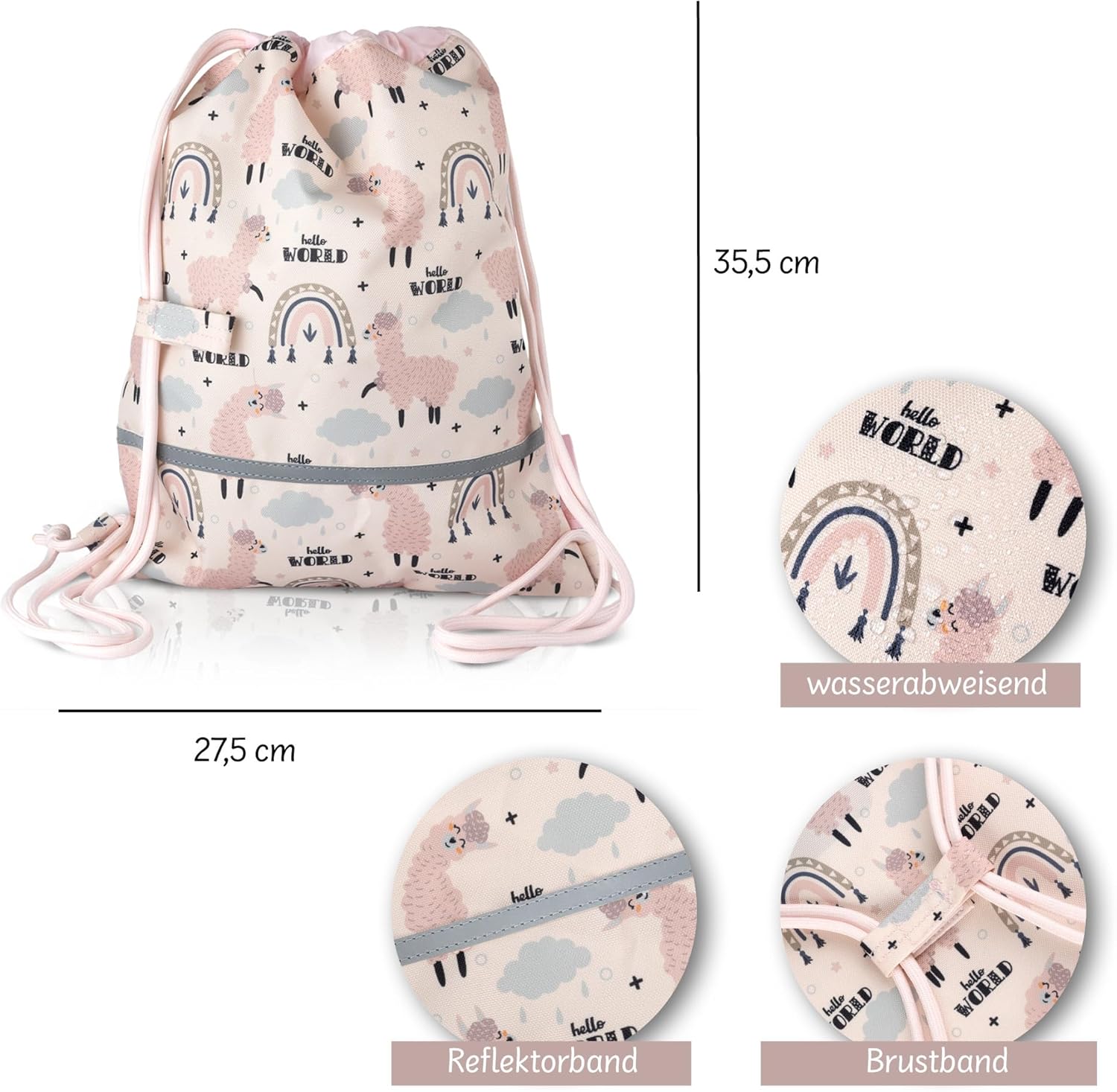 Children, Toddlers Gym Bag, Fabric Bag for Nursery, Sustainable, Water-Repellent, Reflectors, Chest Band – Bild 5