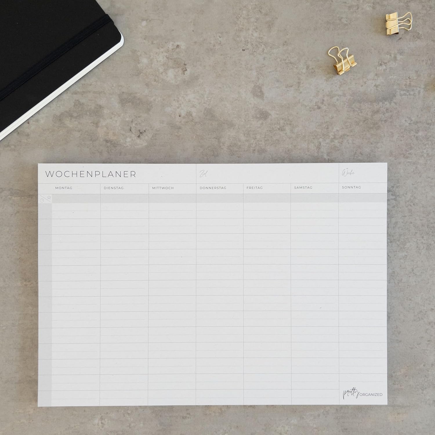Pretty Organised Weekly Planner Pad without Fixed Times in Modern & Minimalist Design, Ideal for Time Blocking, Suitable for A4 and A5 Notebook, Sustainably Made – Bild 9