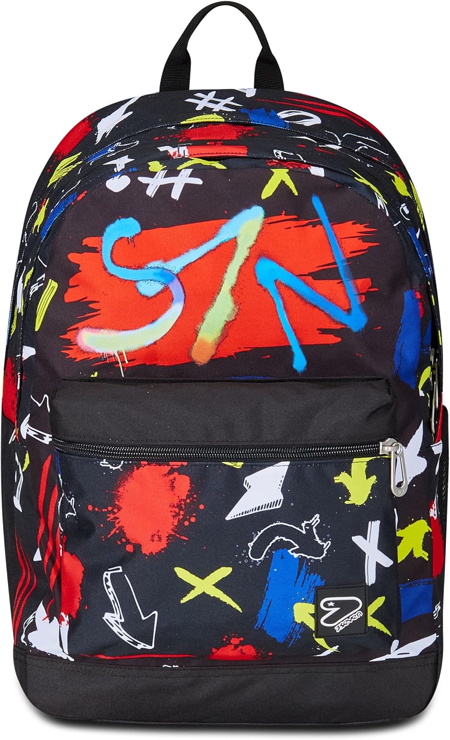 Seven Reversible Backpack, School Bag for Girls and Boys, Satchel School Gymnasium Sport Leisure with Bottle Compartment, Laptop Compartment, with Headphones, Padded, Extra Pocket, Black/Red