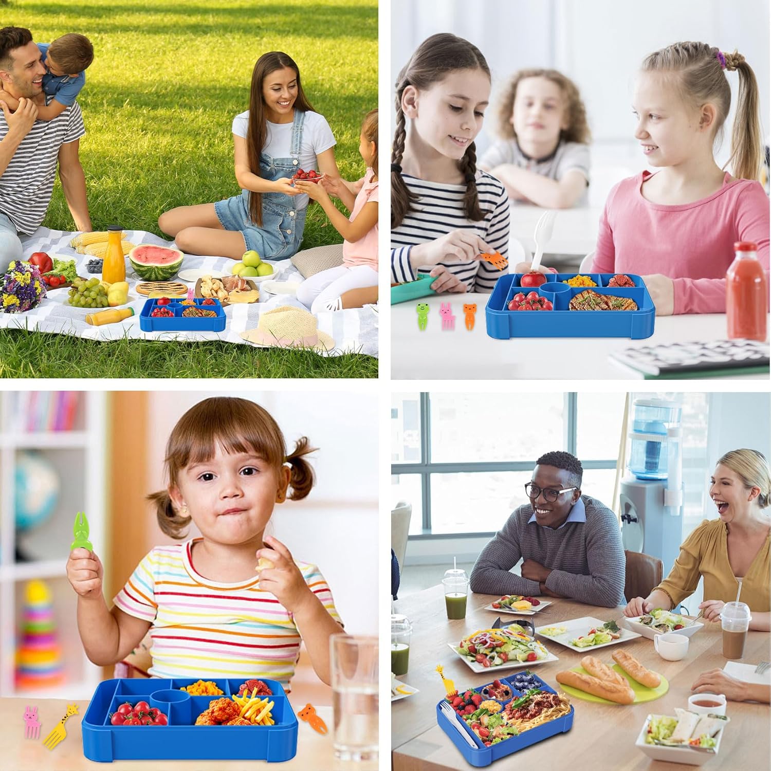 Children's Lunch Box with Compartments, 1350 ml, Leak-Proof Bento Box is Microwave and Freezer Safe, Adult Lunch Box, Snack Box (Blue) – Bild 7