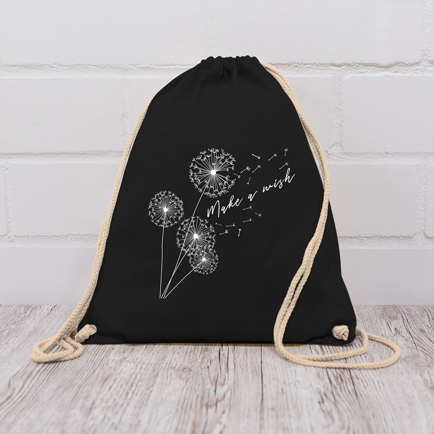 Shirtracer - Gym Bag Backpack - Sayings Statement - Dandelion Make a Wish White – Bild 7