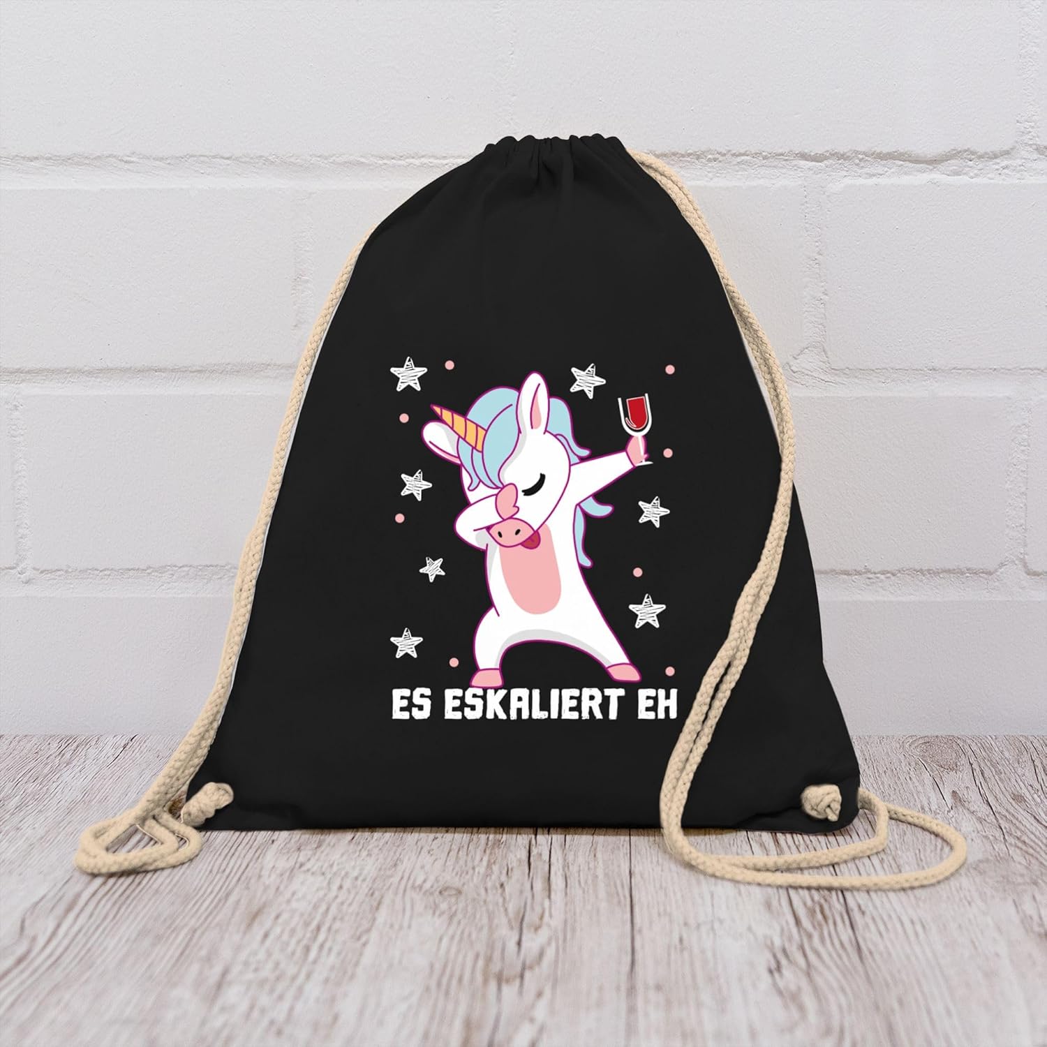 Shirtracer - Party & Alcohol Women's – Es eskaliert eh Unicorn with Wine Glass White – Gym Bag and Cloth Bag Made of Cotton – Bild 7
