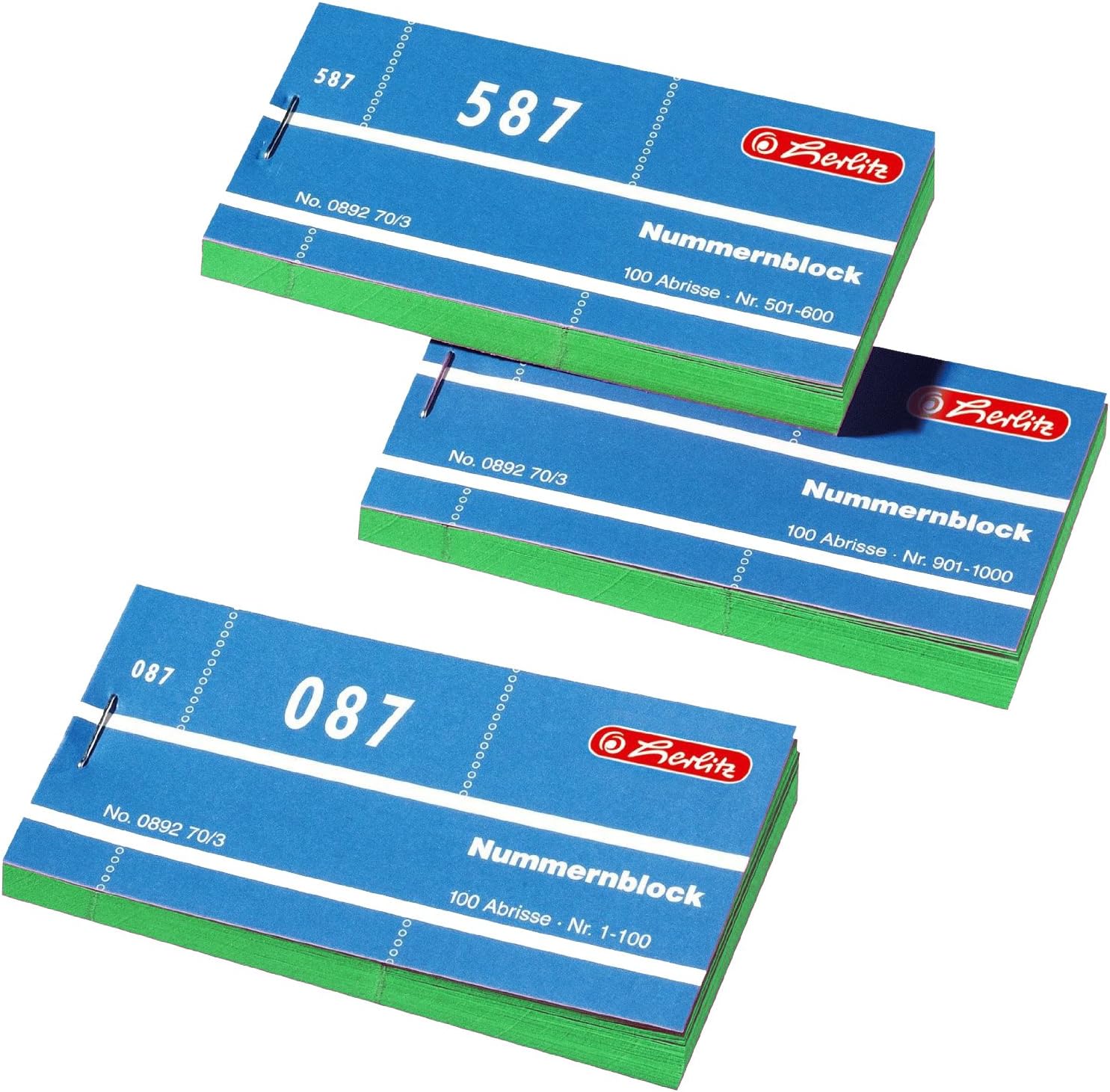 Herlitz Number Blocks 1-1000 Number 1-1000 10 x 100 Tears, Yellow (10 x 100 Demols, Green)