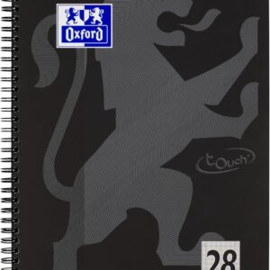 Oxford Touch College Notepad A4 Squared with Double Margin 80 Sheets Black