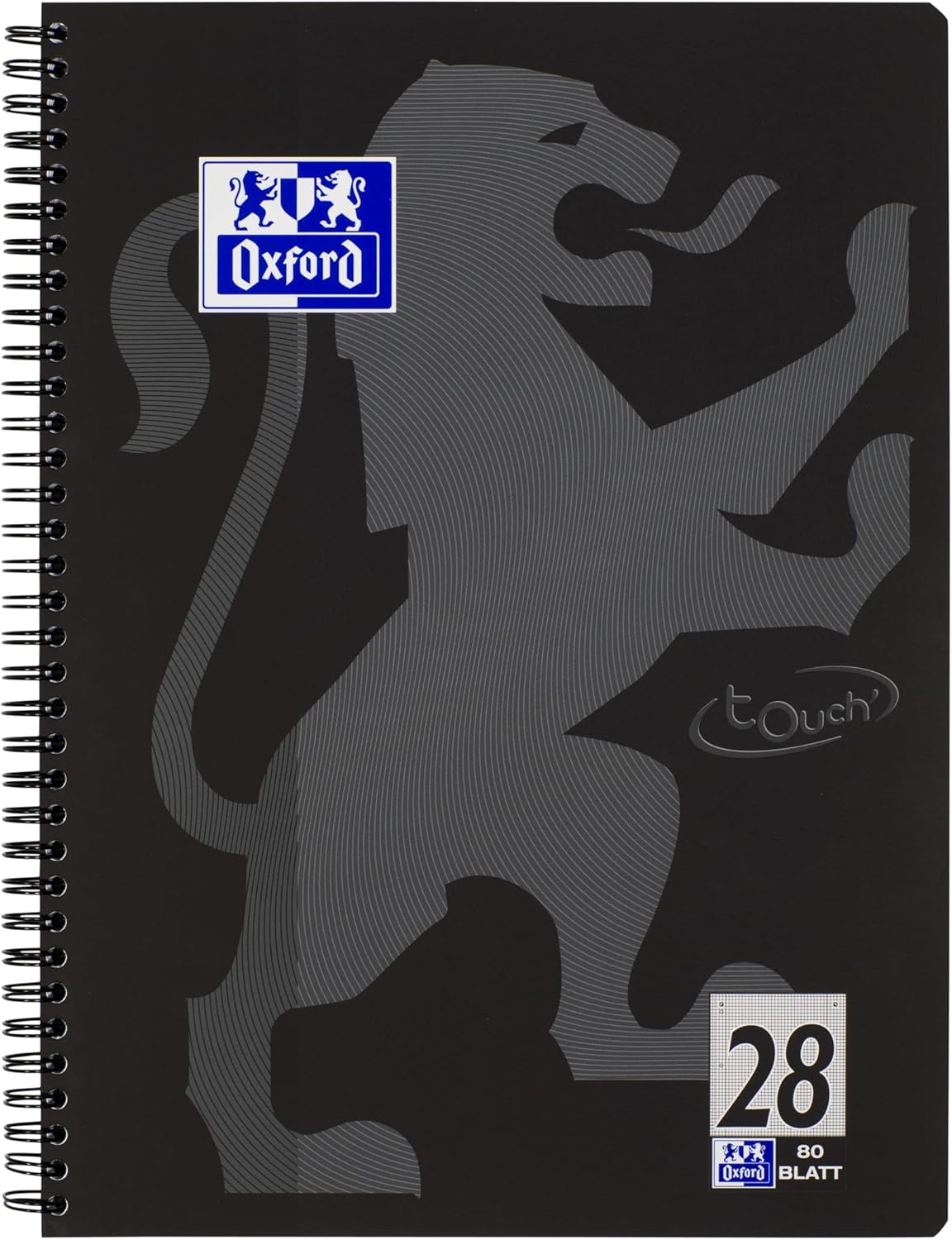 Oxford Touch College Notepad A4 Squared with Double Margin 80 Sheets Black