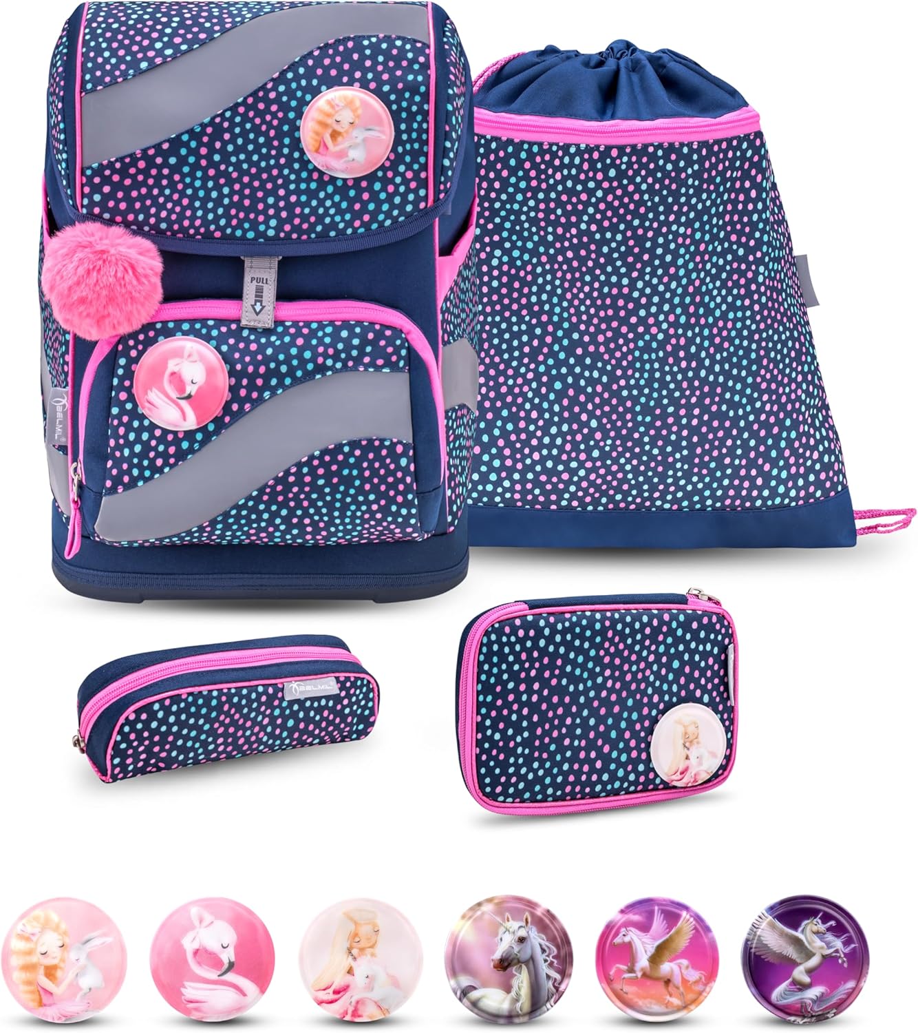 Belmil 405-51 School Bag Set of 4 (Amazing Polka Dot 4)