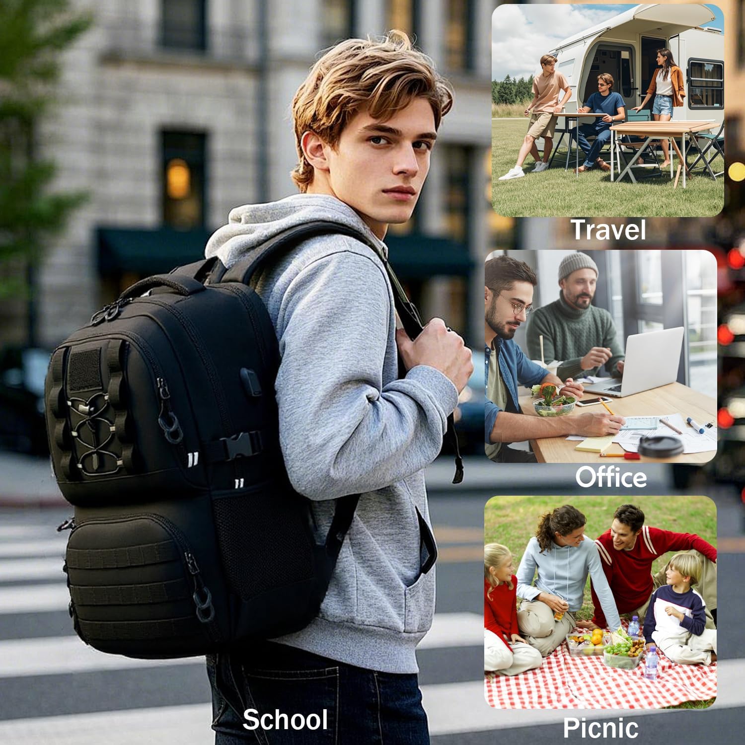 17.3 Inch Laptop Backpack with Cooling Compartment 40L Work Backpack Men's Lunch Backpack for School Business Travel – Bild 6