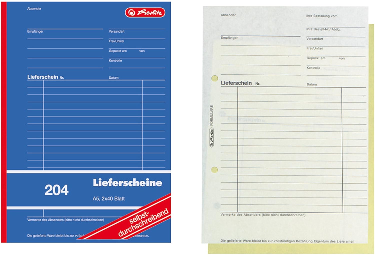Herlitz 1932839 Delivery Note Book A5 204 2x40 Sheets Self-Copying (Pack of 10) – Bild 2