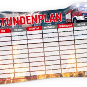 itenga Timetable DIN A4 Magnetic Fire Brigade Motif 31 x 22.5 cm Wipeable e.g. for the Fridge