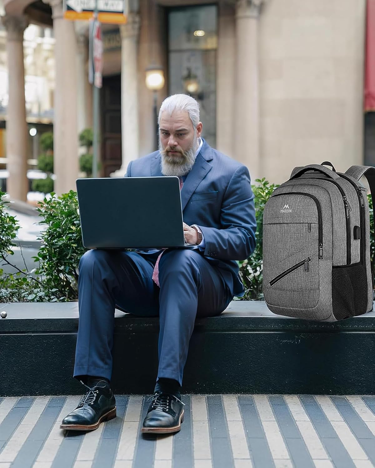 MATEIN Laptop Backpack Men's 17 Inch Large Waterproof Backpack Men's Travel Bag Work Business School Backpack with USB Charging Port, Anti Theft TSA Backpack Teenager Daypack, Grey – Bild 9