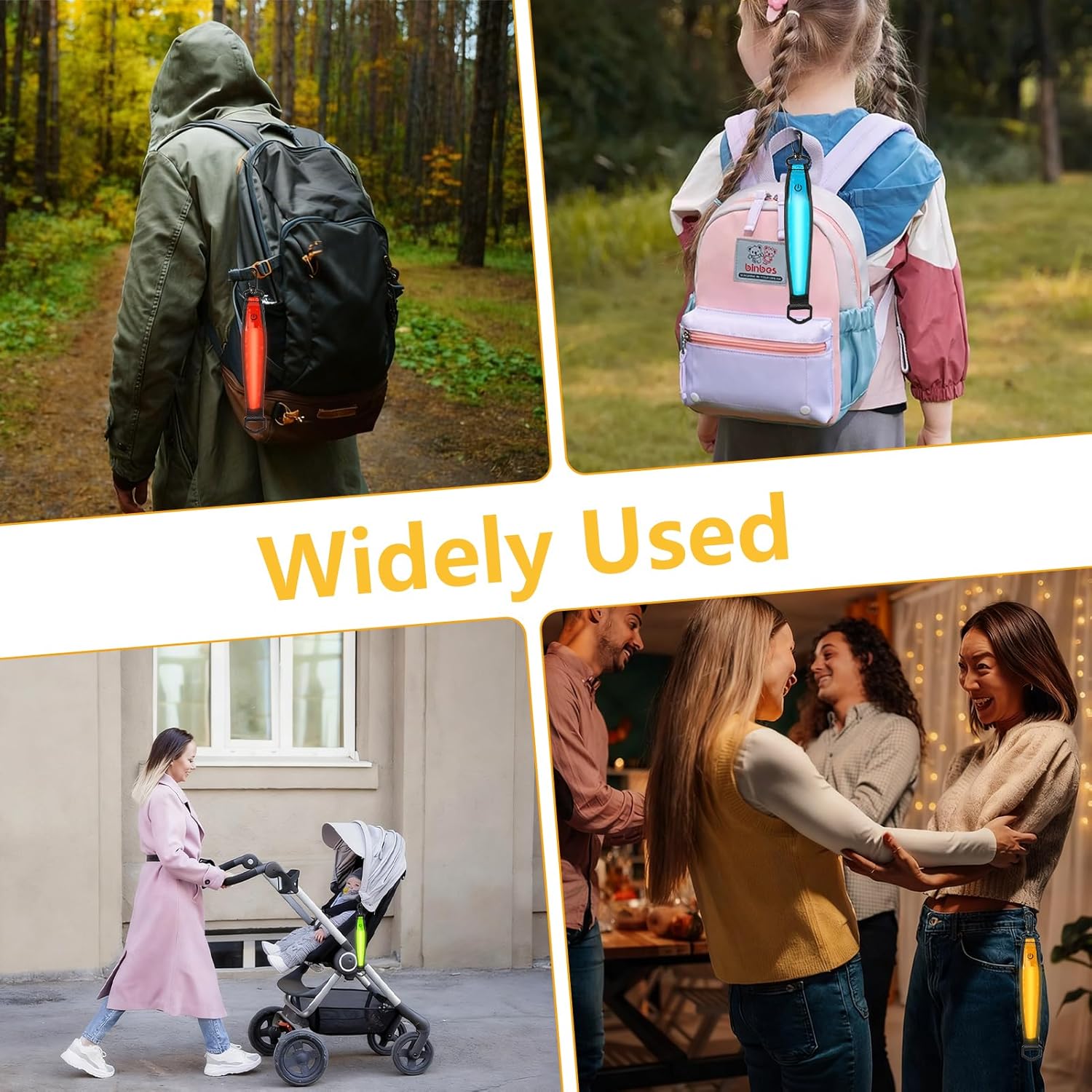 Pack of 4 LED Flashing Light School Bags - Rechargeable Backpack Lights, 3 Light Modes, USB Charging, Waterproof Reflector Pendant, Children's Safety Light for Running, Jogging, Hiking – Bild 7