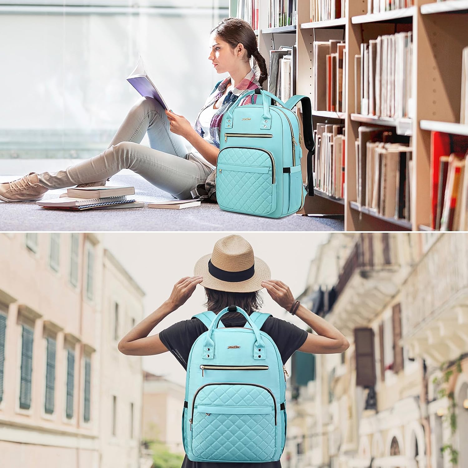 YAMTION Laptop Backpack Women, 17.3 Inch School Backpack Women School Bag Girls Teenager Daypack with USB and Laptop Compartment for School University Office Work City – Bild 2