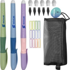 Schreibheld – Ergonomic Eternal Pencil for Children (Set of 3) – Sustainable Magic Pen without Refill – Durable & Inkless – Ideal for School with Refills & Eraser Free Pencil Case