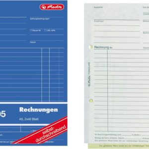 Herlitz 1932862 Invoice Book A5, 305 2 x 40 Sheets, Self-Copying, Pack of 4 (1)