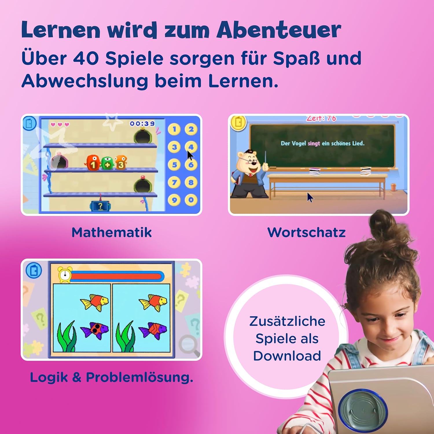 Vtech Genio Learning Laptop Pink - Learning Computer with Internet Access, Text Program and Learning Content on Letters, Words, Maths, Logic and Much More - For Children Aged 5-12 Years – Bild 5