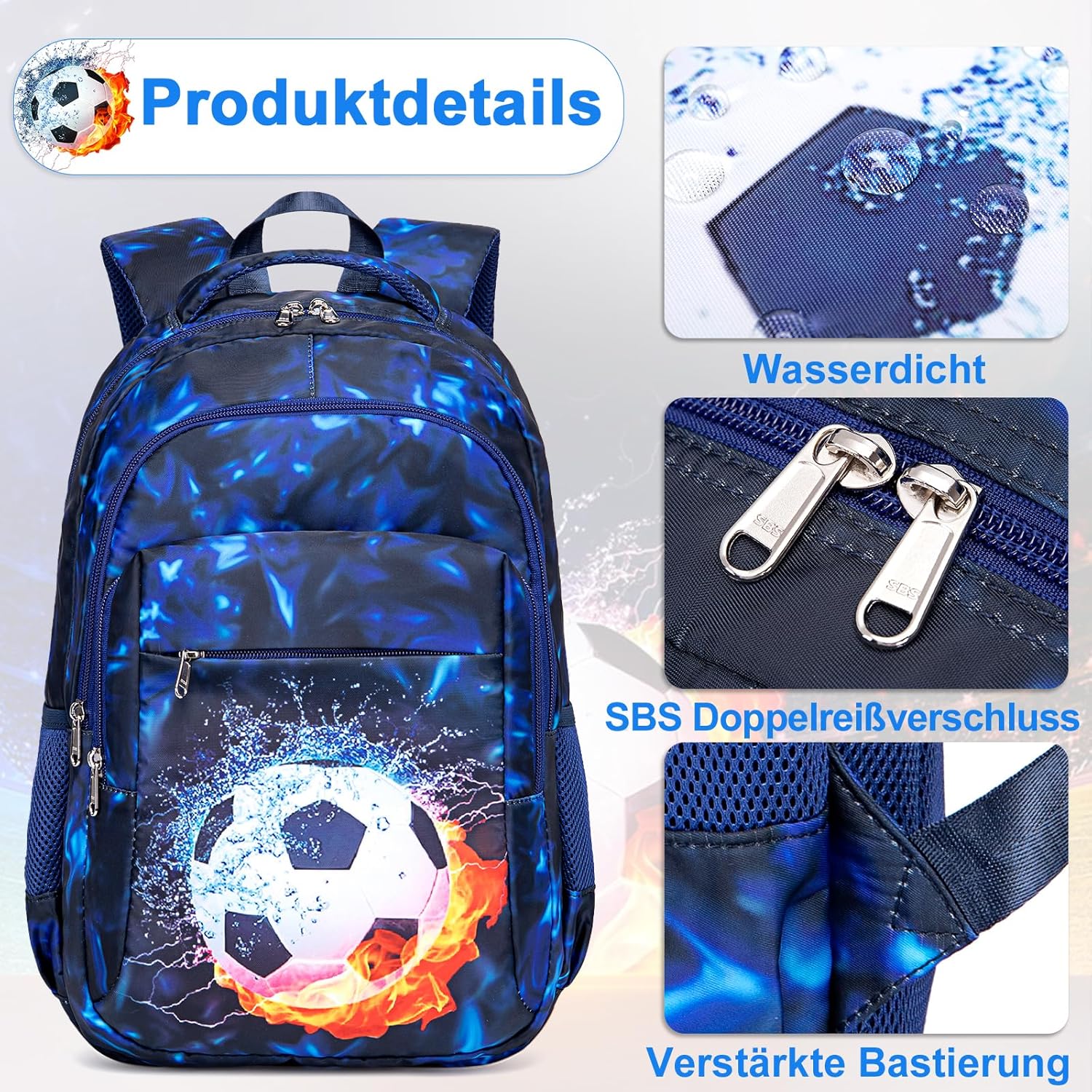 Ledaou School Backpack for Boys, Teenagers, Girls, Children’s School Bags, Waterproof, Lightweight School Bag, Large, for School Gifts, blue – Bild 5