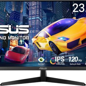 ASUS Eye Care VY249HGR – 24 Inch Full HD Monitor – 120 Hz, 1ms MPRT, AdaptiveSync, GameFast Input – IPS Panel, Vesa 100×100, 16:9, 1920×1080, D-Sub, HDMI