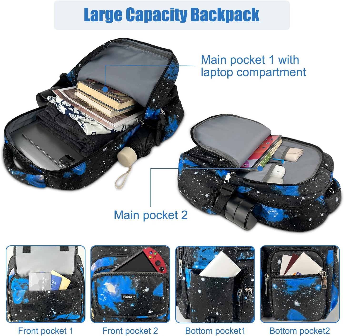 School Backpack Girls Boys Teenagers School Bag Backpacks Daypack for Students Women Boys Children School Bag Set Pencil Case School Children's Backpack 2-4 5 6 7 8 Class 9 10 11 12 13 14 15 Years, – Bild 4