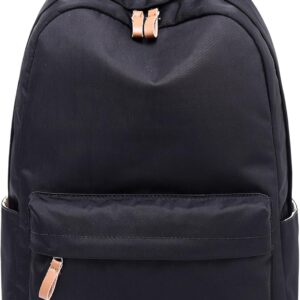 Joymoze Classic Plain Waterproof School Backpack for Teenagers Retro Leisure Backpack Black