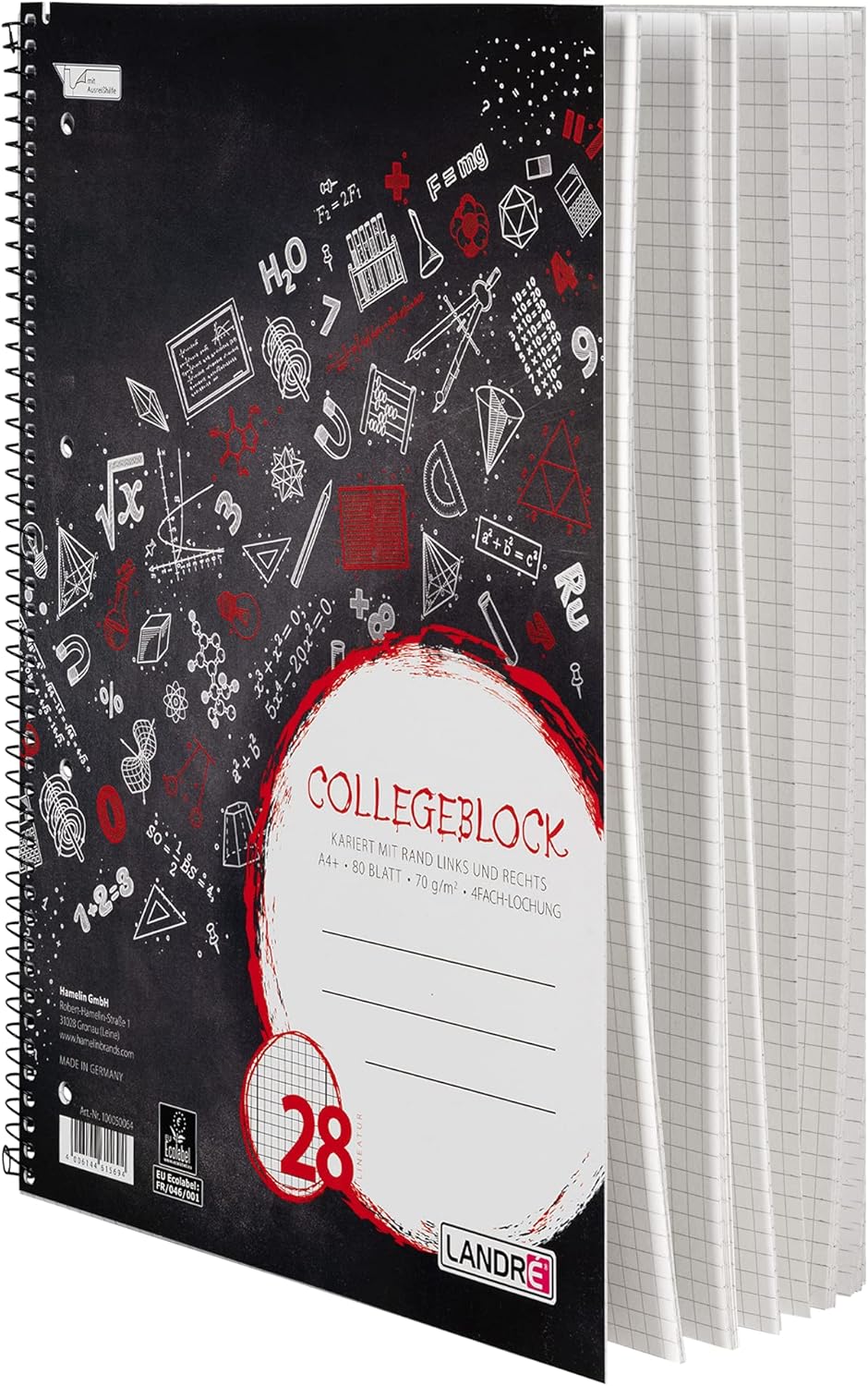 Landré College Notepad A4 Squared with Margin 80 Sheets (Pack of 5) – Bild 3