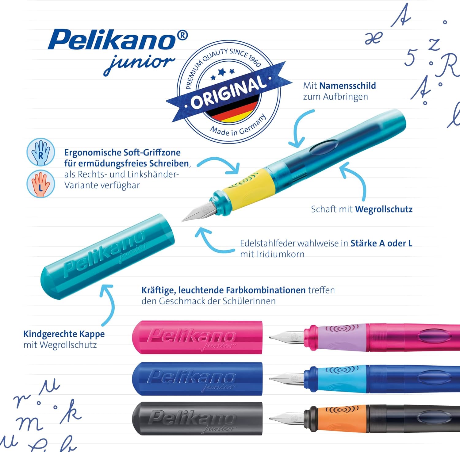 Pelikan Pelikano Junior Left-Handed School Fountain Pen in Anthracite Nib L Pack of 1 – Bild 6