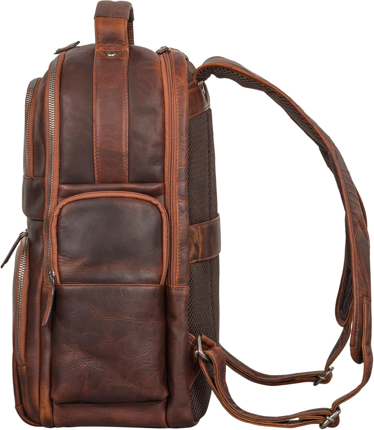 STILORD 'Josef' XXL Leather Backpack with Laptop Compartment 15.6 Inch Business Backpack Men and Women Large Leather Backpack for Work, Office, University, School, Leisure, Genuine Leather, Ambra - – Bild 6