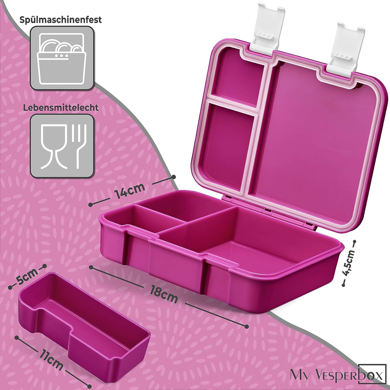 My Vesperbox Jin Bento Box Children's Lunch Box Extremely Robust Lunch Box Ideal for Nursery and School (Purple Rainbow) – Bild 2