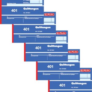 Herlitz 886606 Receipt Pad A6 50 Sheets Pack of 10 5x A6 Landscape