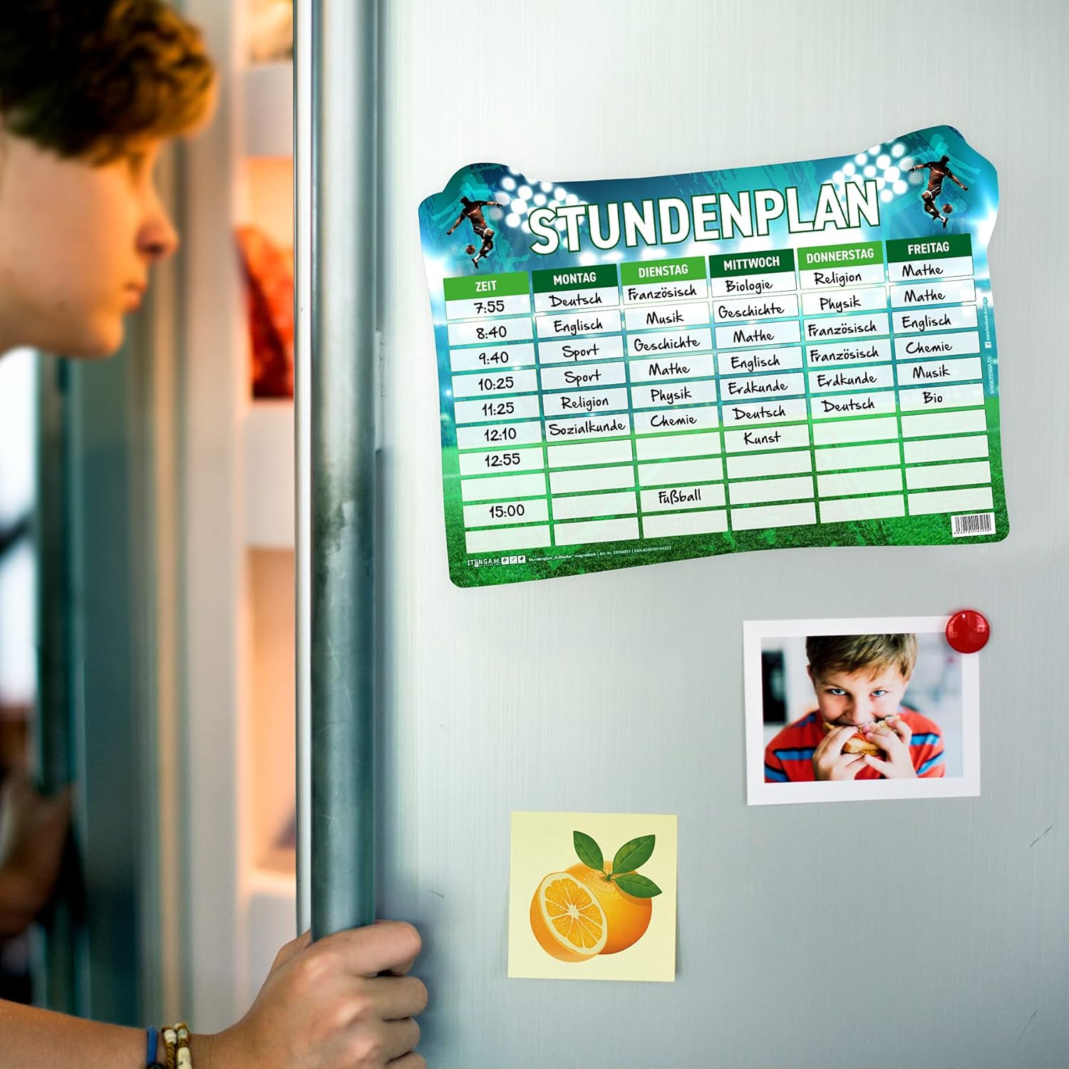 itenga Timetable DIN A4 Magnetic Football Motif 31 x 22.5 cm Wipeable e.g. for the Fridge – Bild 4
