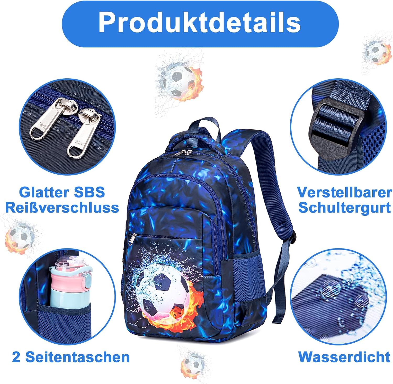LEDAOU School Backpack Boys Teenagers Children Juvenile Girls Daypack Girls Leisure Backpack, blue, Backpack – Bild 3