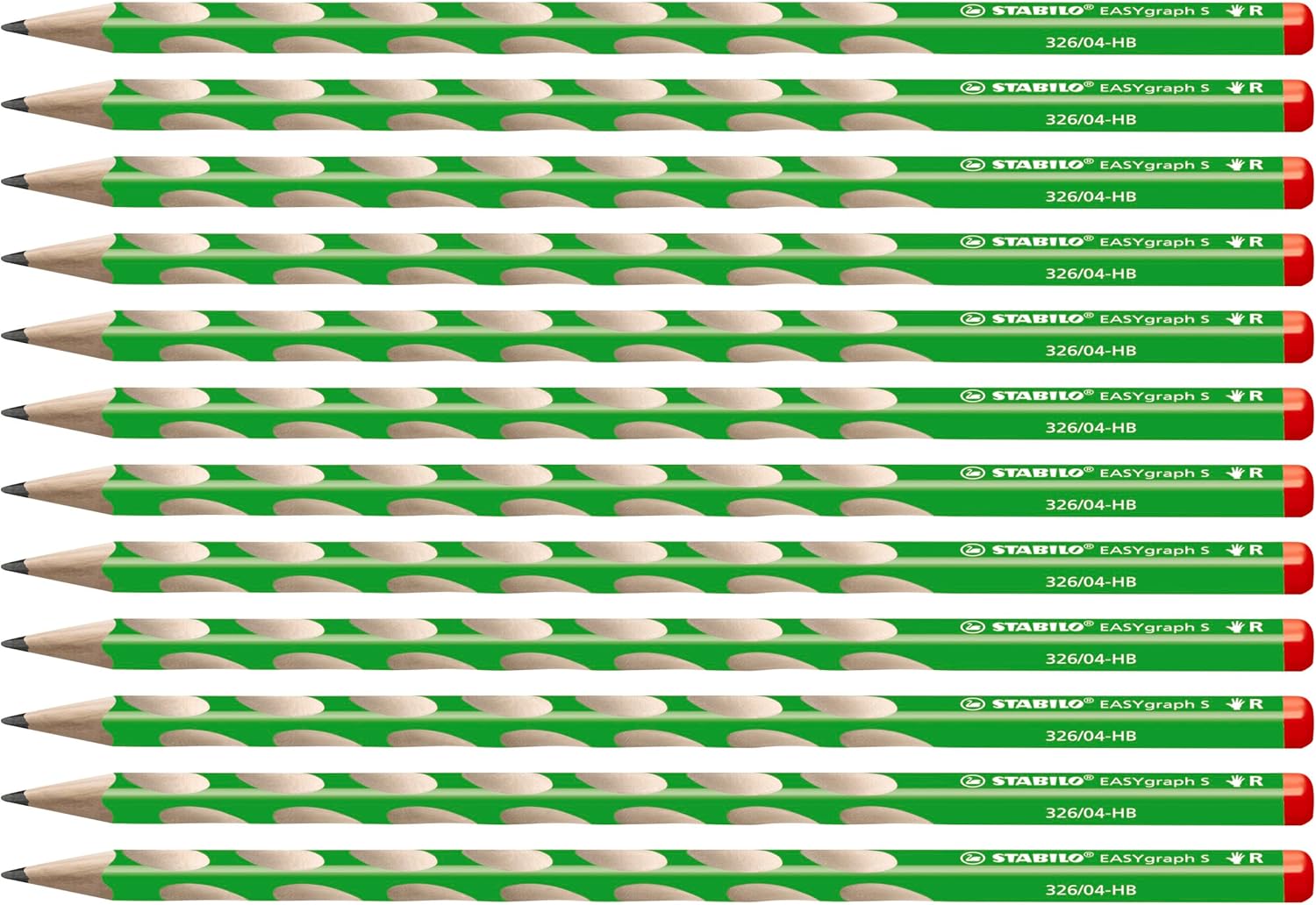Handwriting Pencil - STABILO EASYgraph S - Right Handed - Green - Box of 12 - HB