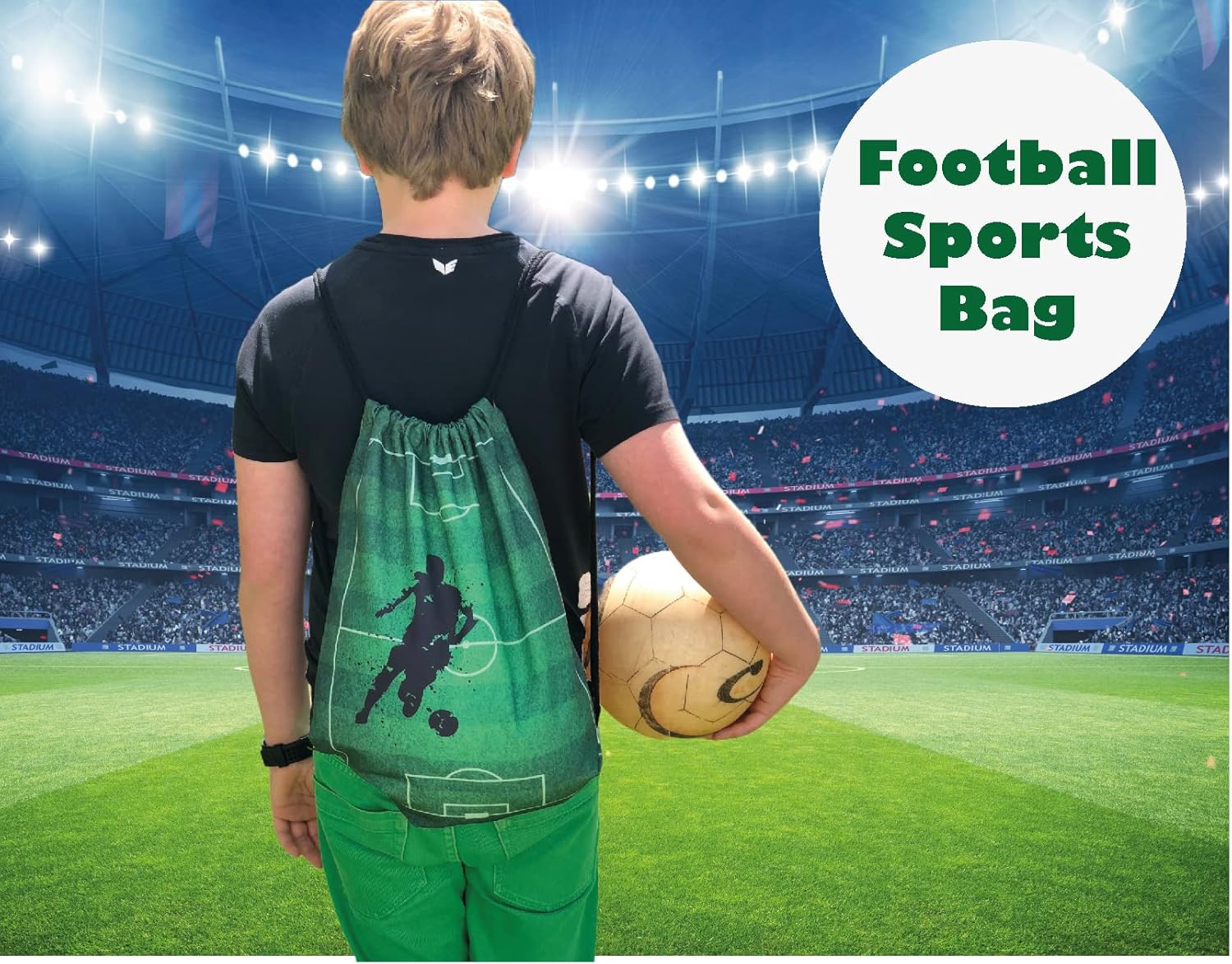 HECKBO Boys Girls Kids Gym Bag - Football - 40 x 32 cm - School Sports - Backpack, Bag, Sports Bag, Football Bag – Bild 2