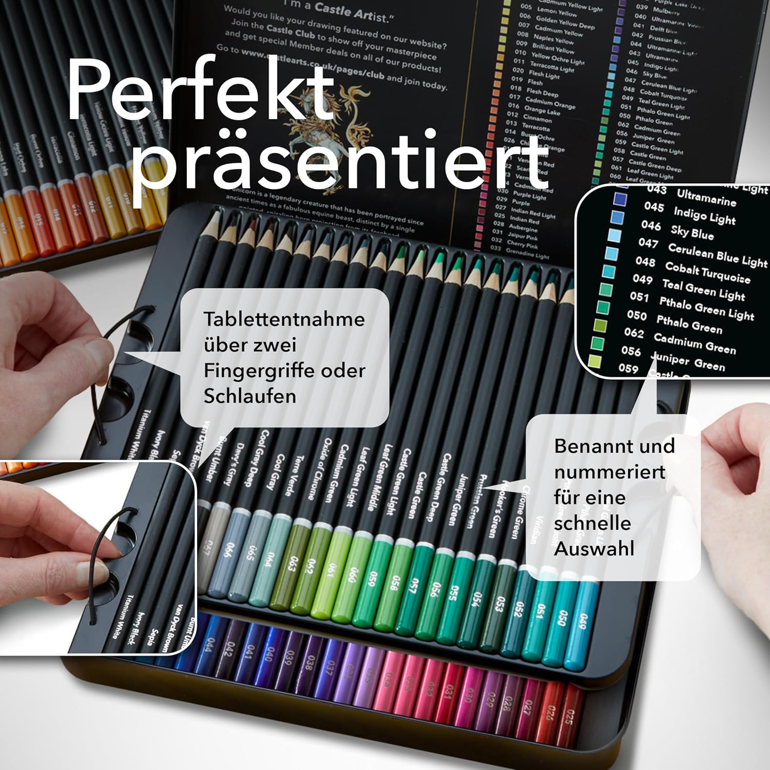 Castle Art Supplies Set - 72 Coloured Pencils Set for Adult or Kids Colouring Books - Soft Series - Vibrant Colours – Bild 2